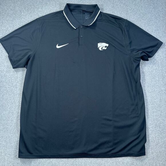 Kansas State Wildcats Nike Dri-Fit Polo Shirt Men's 3XL Black Short Sleeve - Picture 1 of 9